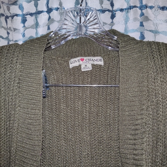 Olive green Cardigan by Love Change xl - Picture 2 of 3